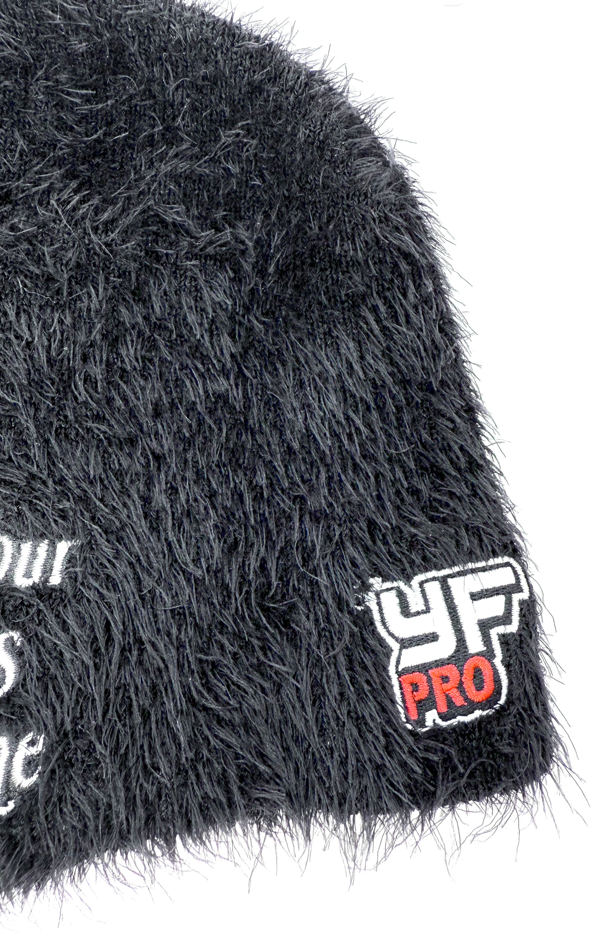 LEAVE YOUR FEELINGS AT HOME FURRY MOHAIR BEANIE — BLACK